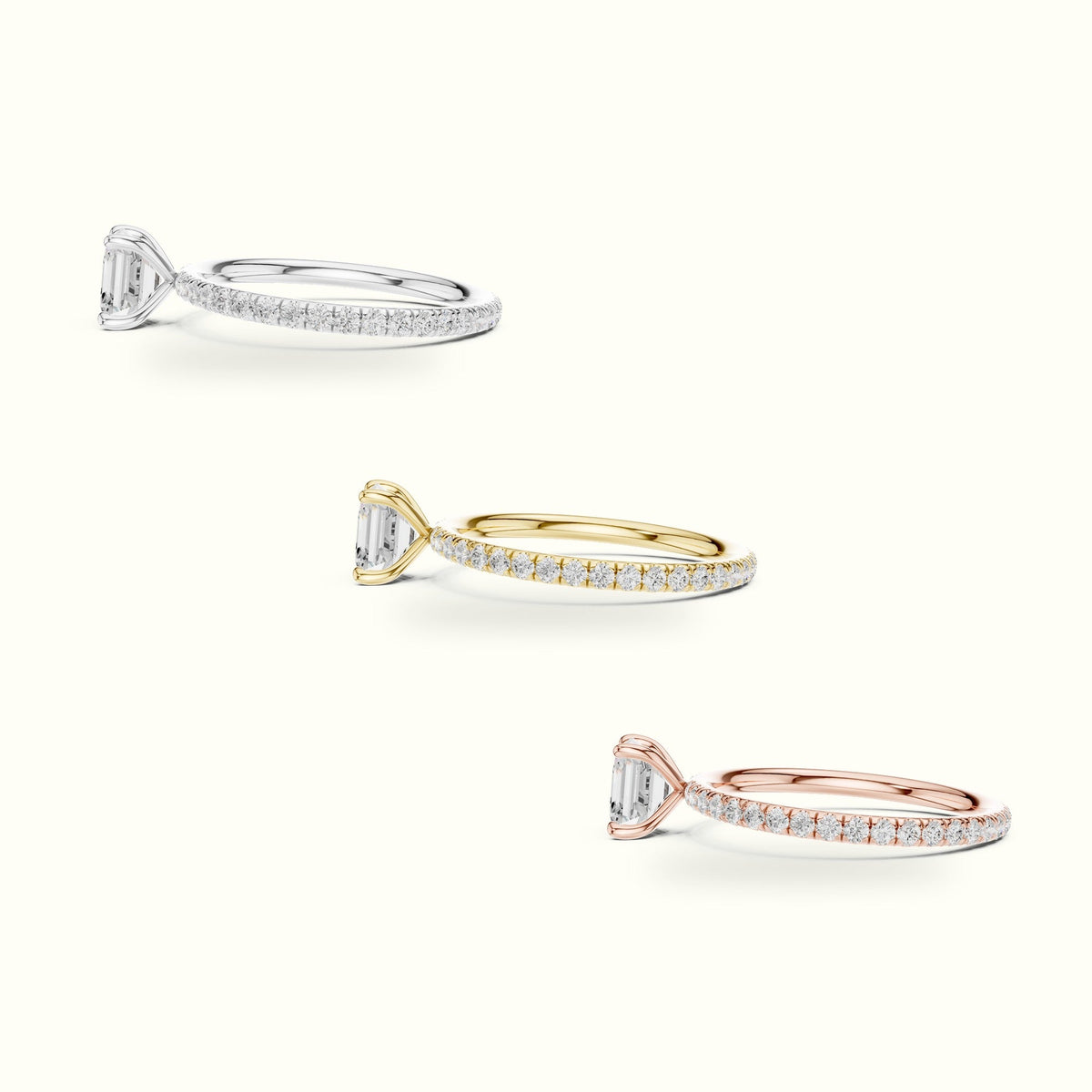 Four-Prong Asscher Lab-Grown Diamond Solitaire Ring — Rose gold, in yellow, white and rose gold | Crystal N Cuts