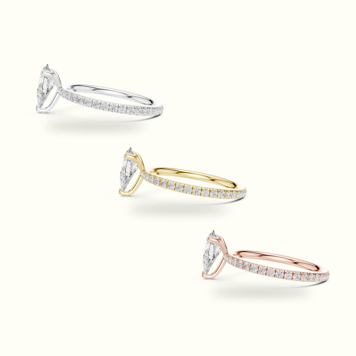 Pear Shape Lab-Grown Diamond Solitaire Ring — Rose gold, in yellow, white and rose gold | Crystal N Cuts