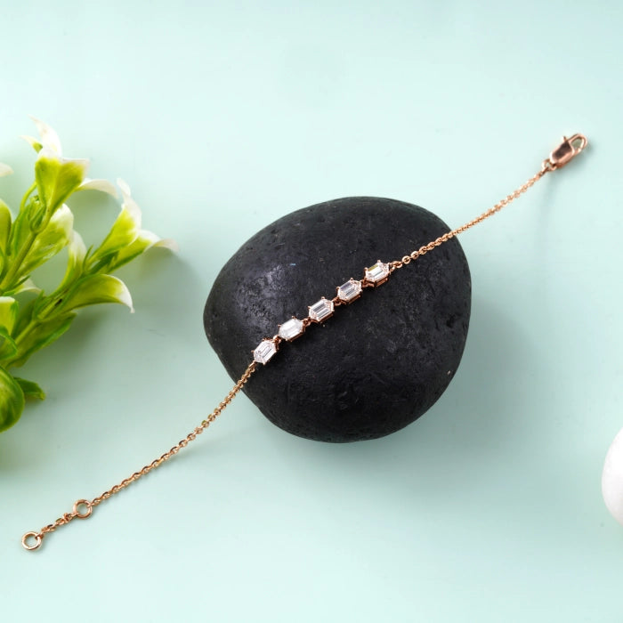 Long Hexagon Lab Diamond Chain Bracelet