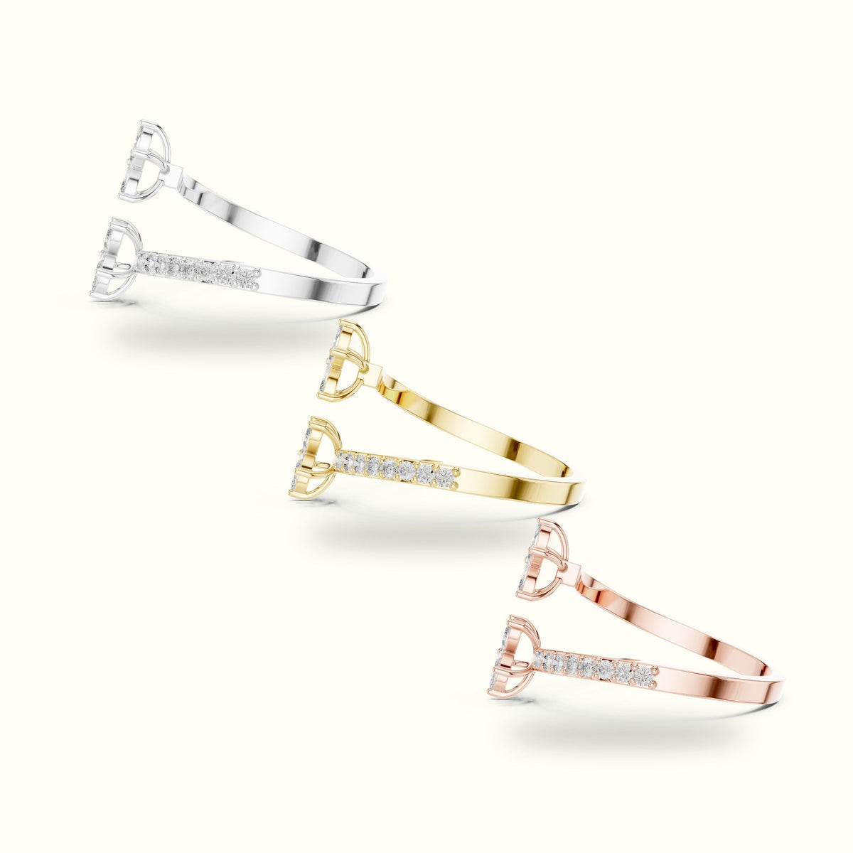 Classic Marquise Bypass Cluster Lab-Grown Diamond Ring — Rose gold, in yellow, white and rose gold | Crystal N Cuts