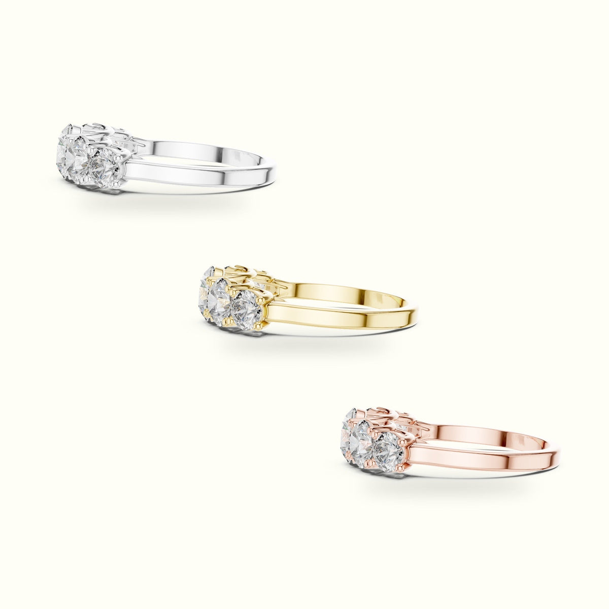 Round Lab-Grown Diamond Five-Stone Ring — Rose gold, in yellow, white and rose gold | Crystal N Cuts