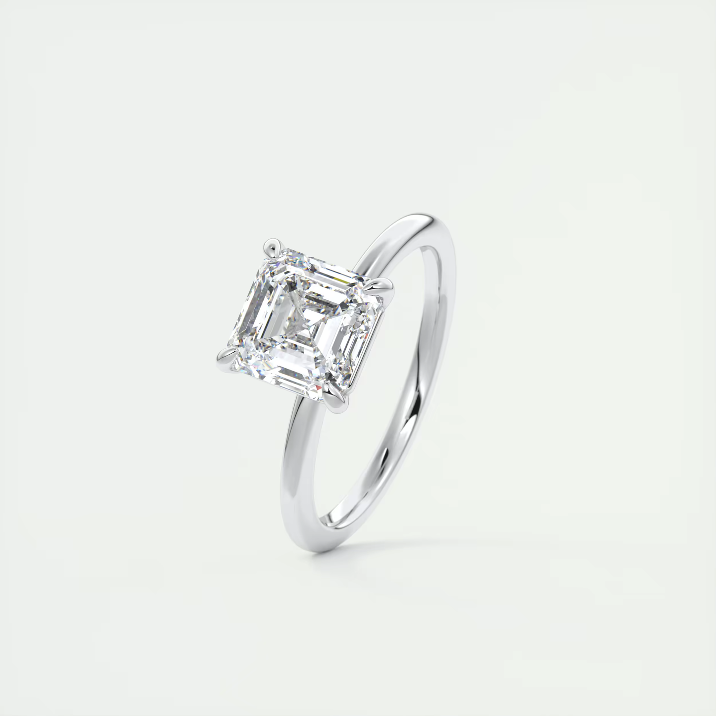 Lab Created Asscher Cut Diamond Ring 1 Carat