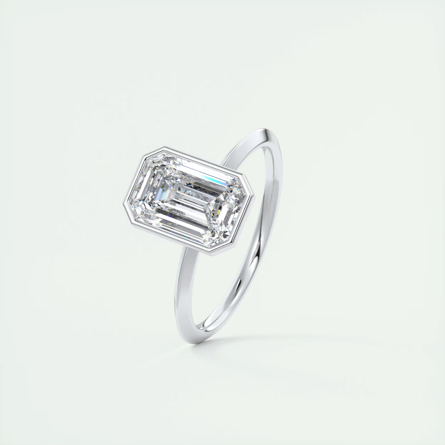 Bezel Set 2 Carat Emerald Lab Diamond Ring