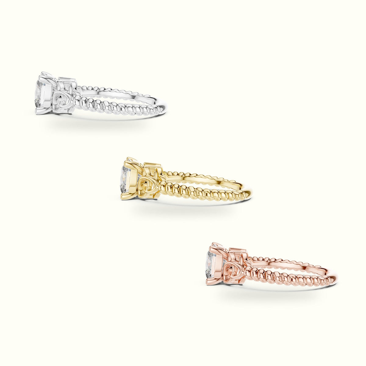 Cushion Cut Vintage Solitaire Lab-Grown Diamond Engagement Ring — Rose gold, in yellow, white and rose gold | Crystal N Cuts