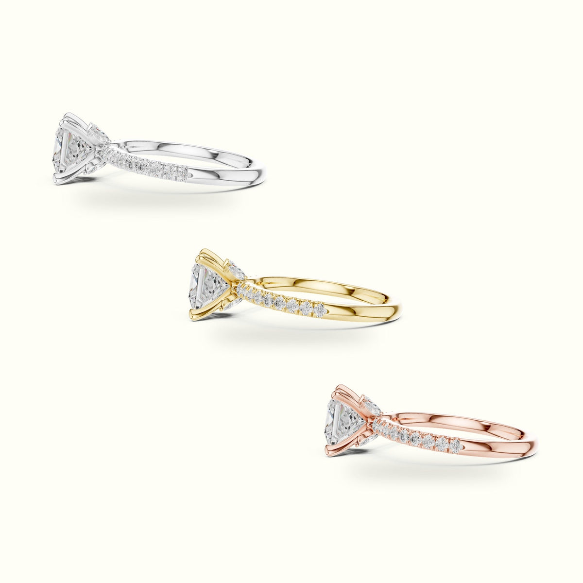 Princess-Cut Lab-Grown Diamond Solitaire Engagement Ring — Rose gold, in yellow, white and rose gold | Crystal N Cuts
