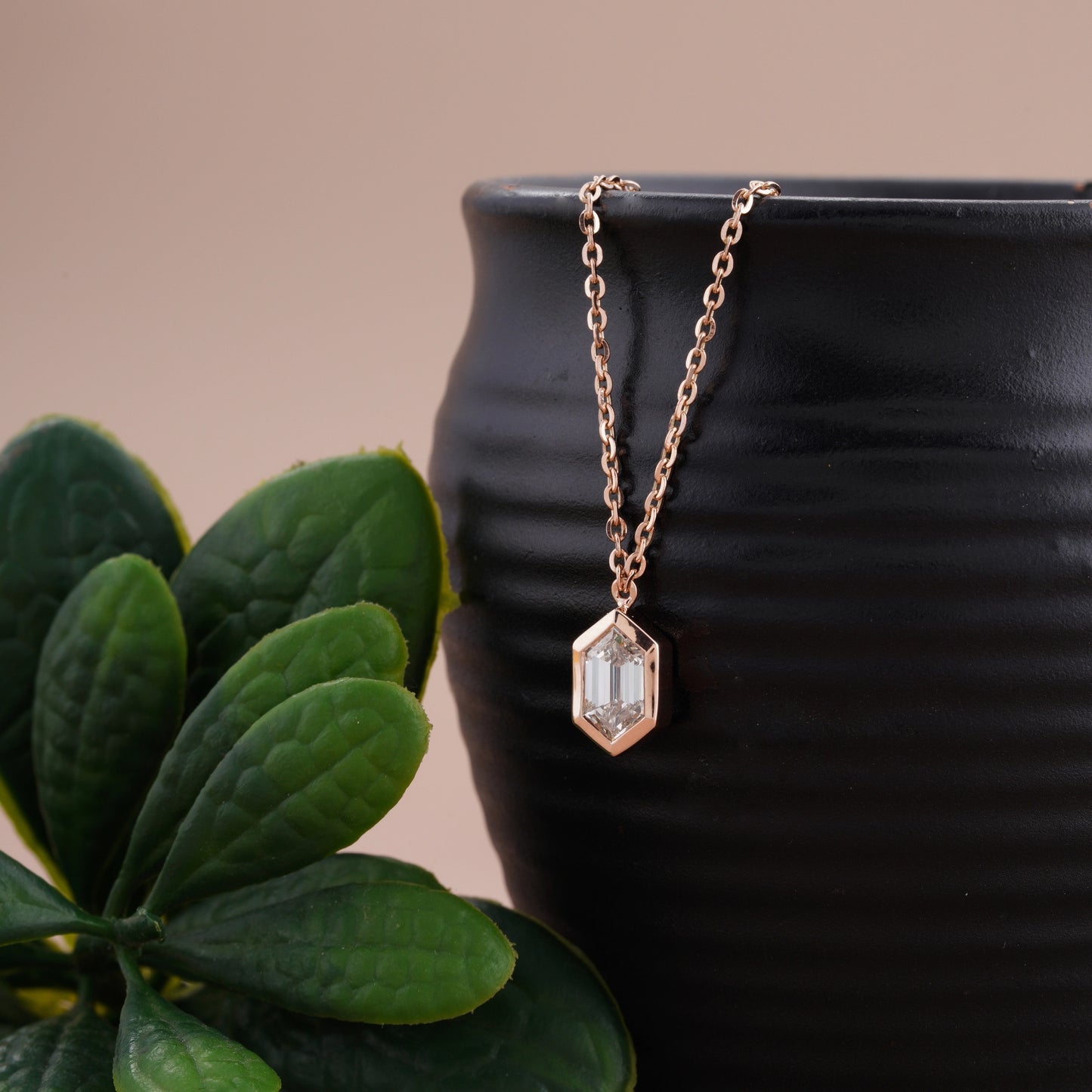 Classic Long Hexagon Sparkle Diamond Necklace