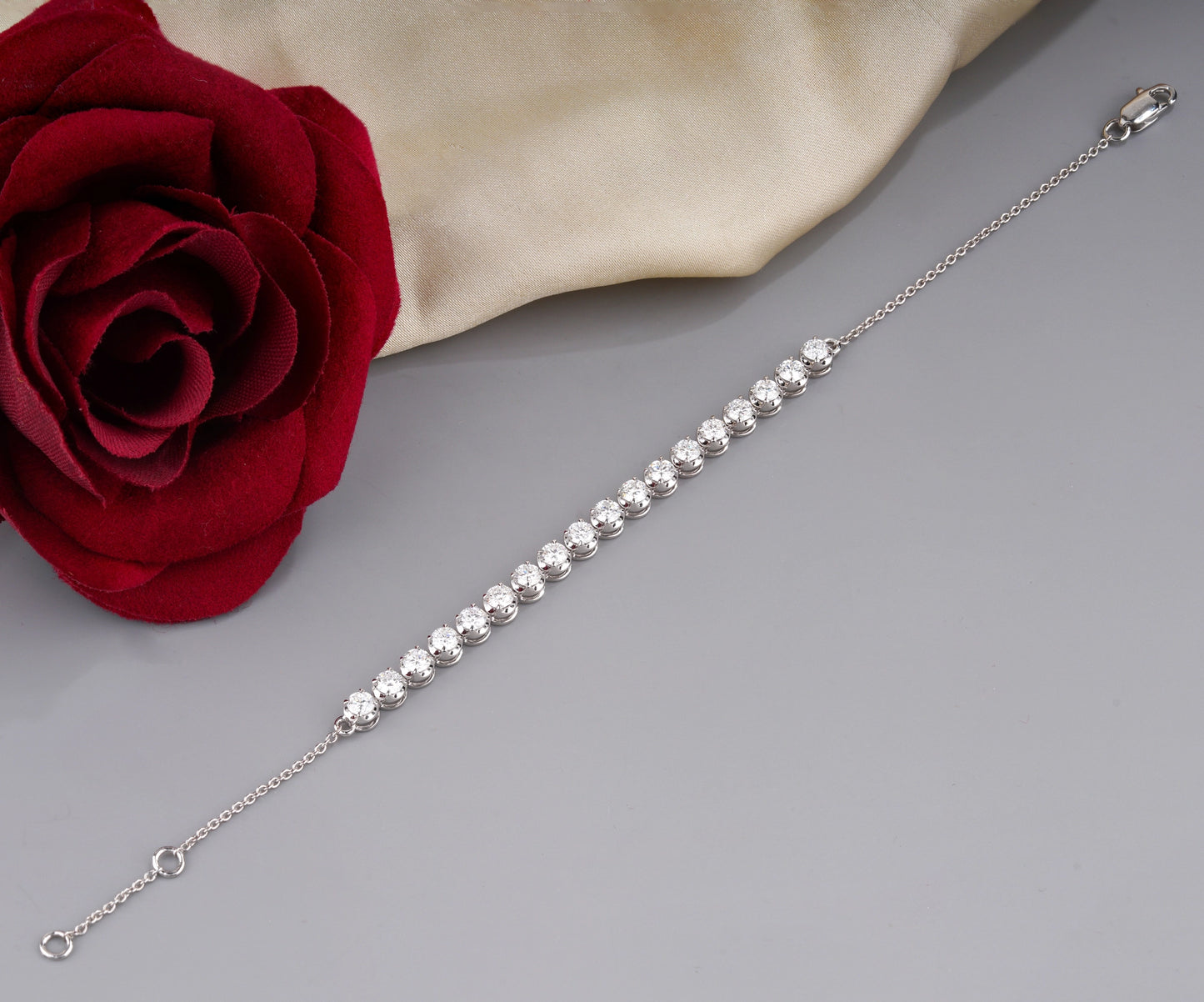 Round Lab Diamond Half Tennis Bracelet