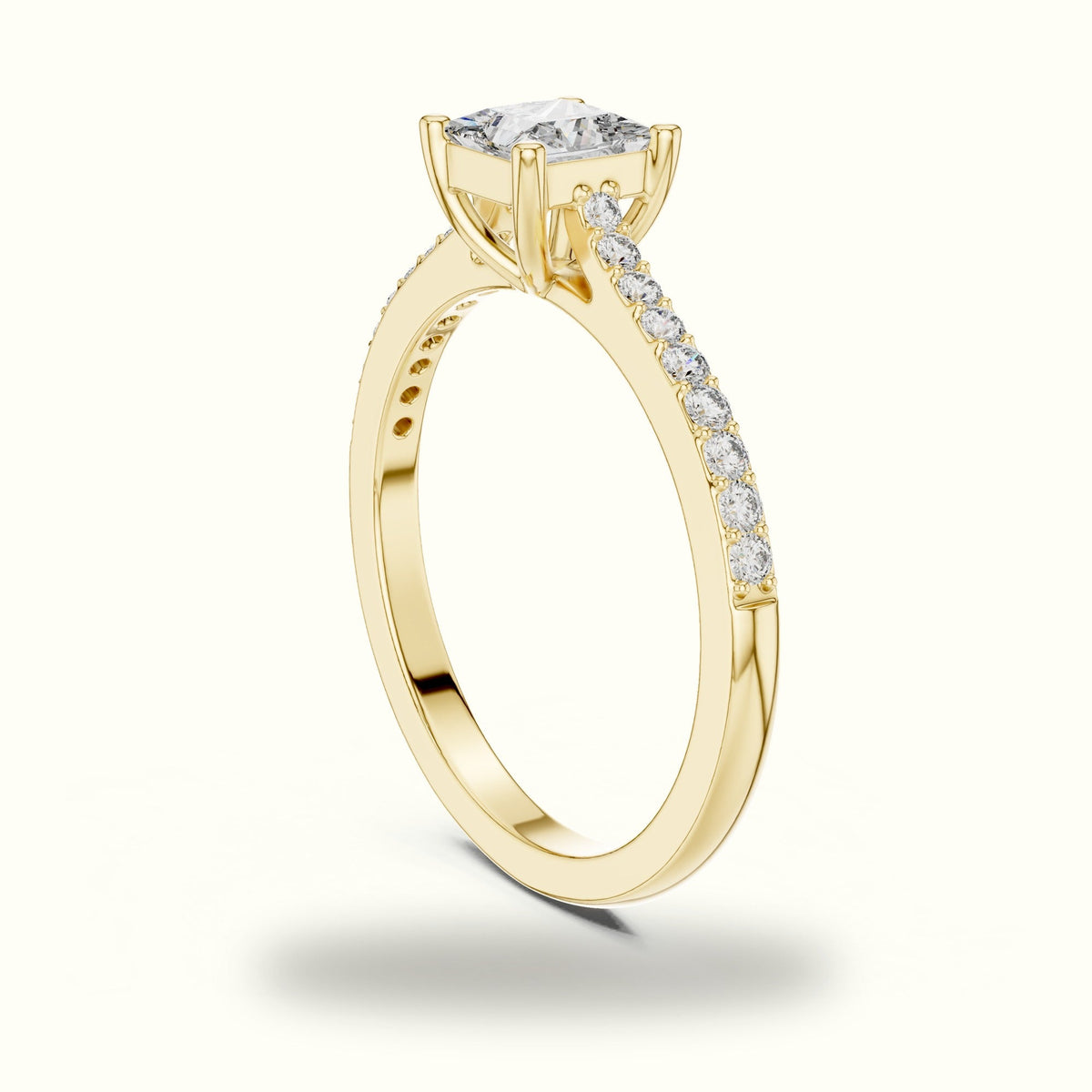 The Princess Basket Solitaire Ring — Yellow gold, view 1 | Crystal N Cuts