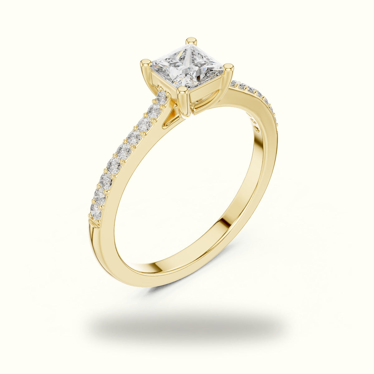 The Princess Basket Solitaire Ring — Yellow gold, view 2 | Crystal N Cuts