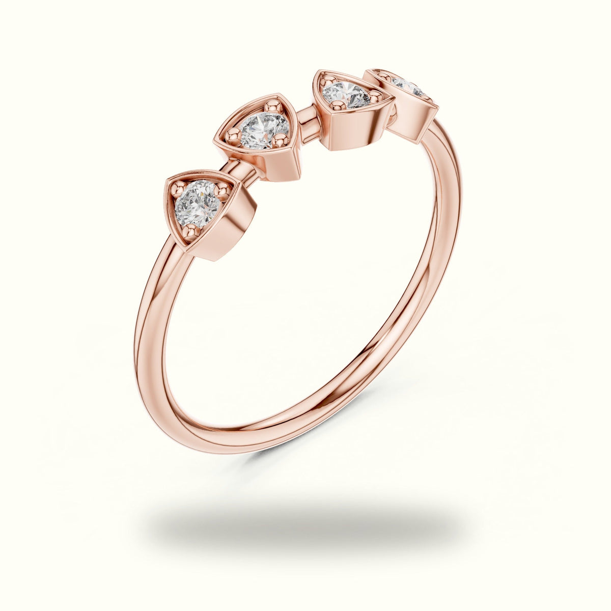 Round Station Lab-Grown Diamond Multi-Stone Ring — Rose gold, view 2 | Crystal N Cuts