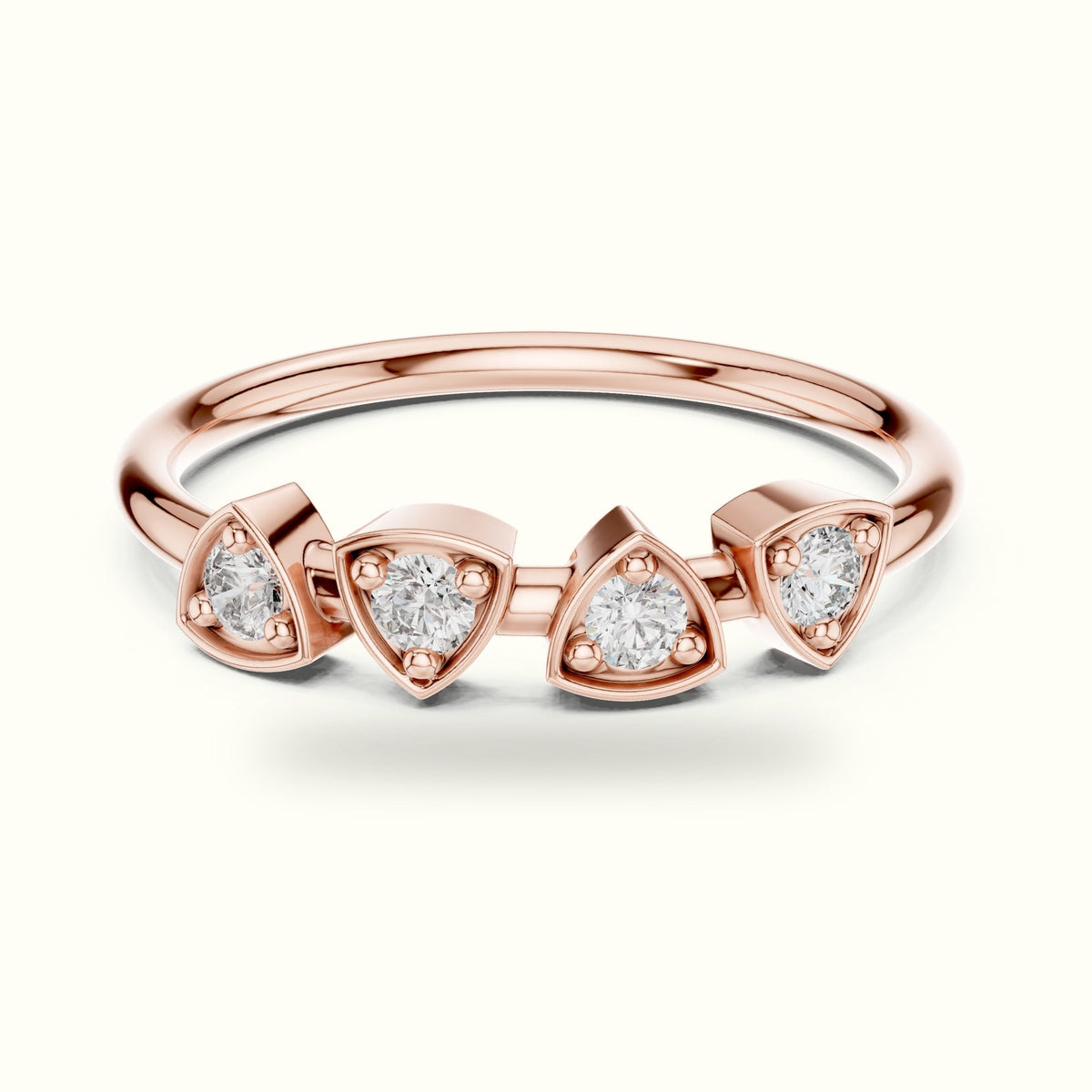 Round Station Lab-Grown Diamond Multi-Stone Ring — Rose gold, front view | Crystal N Cuts