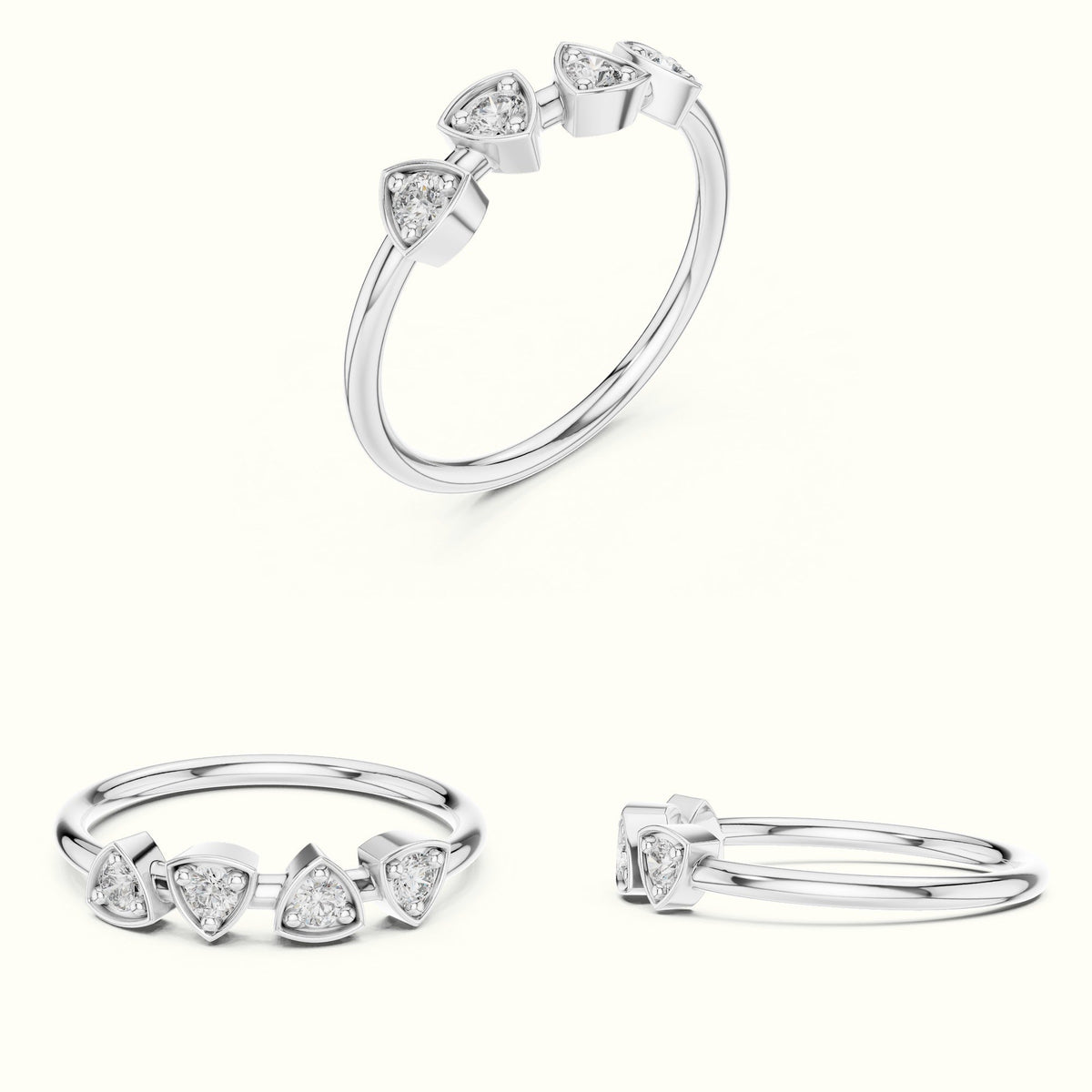Round Station Lab-Grown Diamond Multi-Stone Ring — White gold, on the hand | Crystal N Cuts