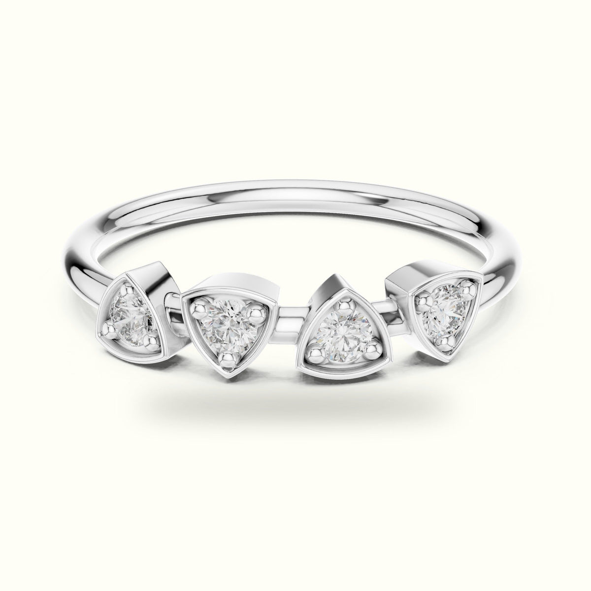 Round Station Lab-Grown Diamond Multi-Stone Ring — White gold, front view | Crystal N Cuts