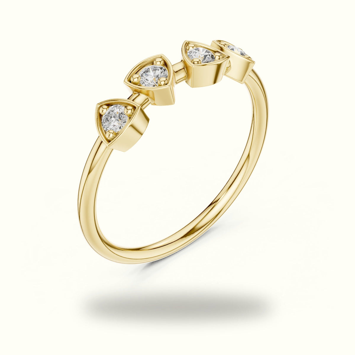 Round Station Lab-Grown Diamond Multi-Stone Ring — Yellow gold, view 2 | Crystal N Cuts