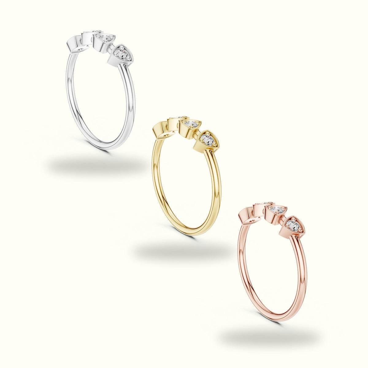 Round Station Lab-Grown Diamond Multi-Stone Ring — Rose gold, in yellow, white and rose gold | Crystal N Cuts