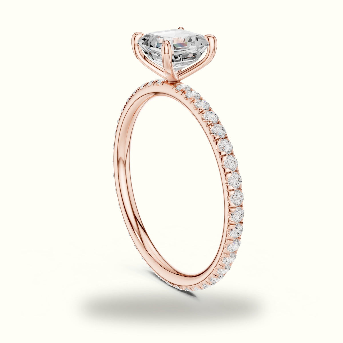 Four-Prong Asscher Lab-Grown Diamond Solitaire Ring — Rose gold, view 1 | Crystal N Cuts