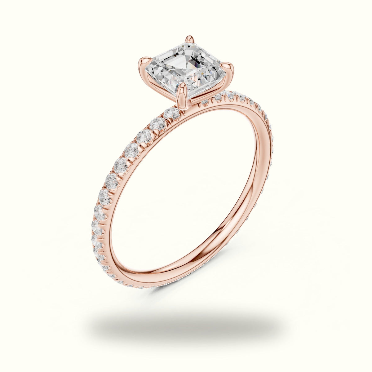 Four-Prong Asscher Lab-Grown Diamond Solitaire Ring — Rose gold, view 2 | Crystal N Cuts