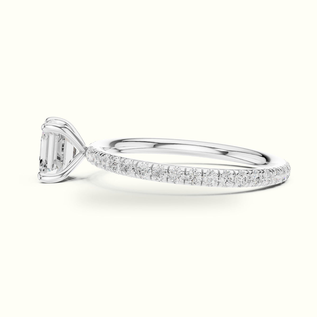 Four-Prong Asscher Lab-Grown Diamond Solitaire Ring — White gold, view 3 | Crystal N Cuts