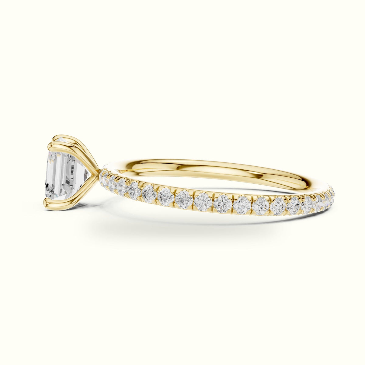 Four-Prong Asscher Lab-Grown Diamond Solitaire Ring — Yellow gold, view 3 | Crystal N Cuts