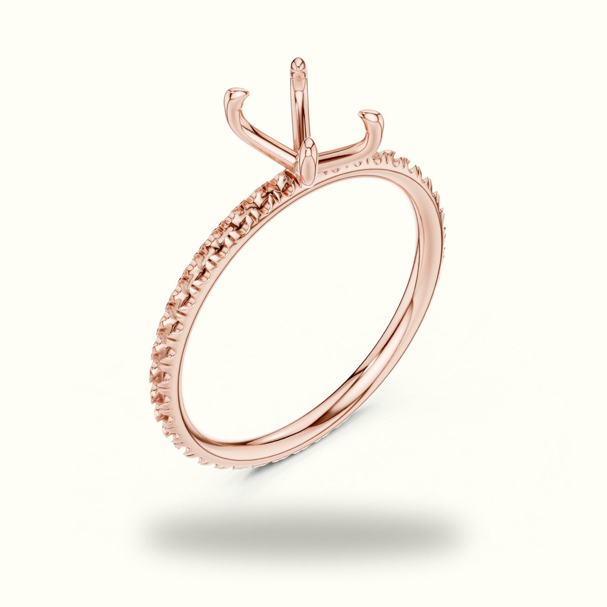 Emerald Shape Four Prong Solitaire Ring — Rose gold, view 2 | Crystal N Cuts