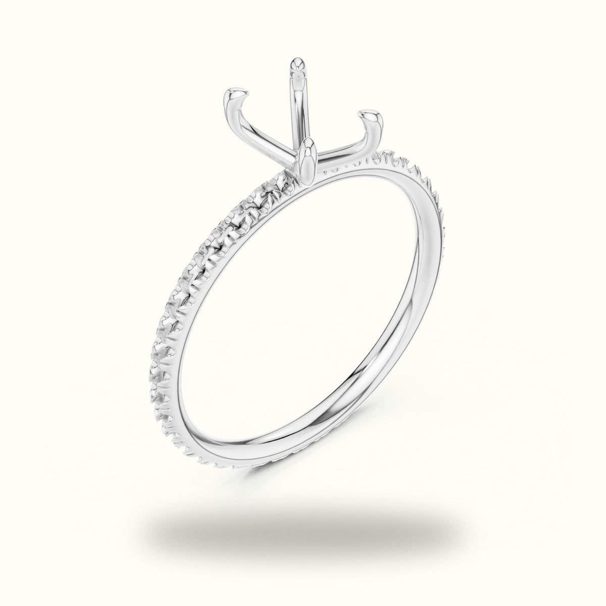 Emerald Shape Four Prong Solitaire Ring — White gold, view 2 | Crystal N Cuts