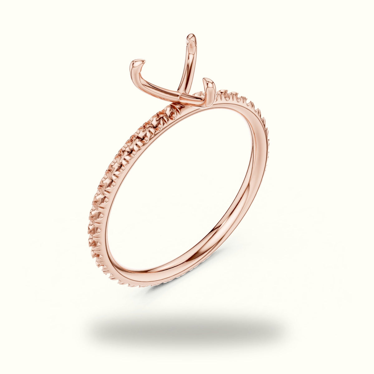 Heart Peg Head Lab-Grown Diamond Solitaire Ring — Rose gold, view 2 | Crystal N Cuts