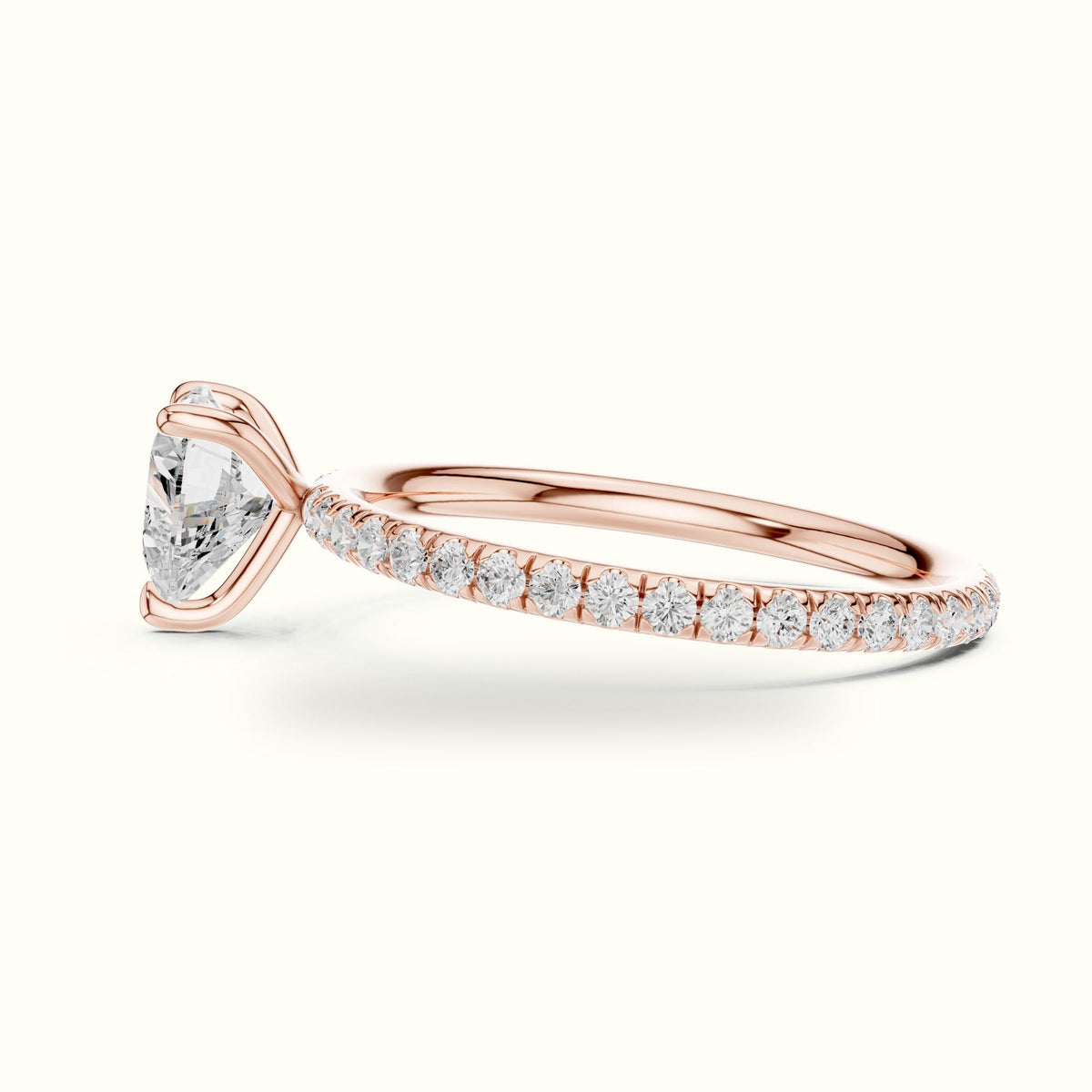 Heart Peg Head Lab-Grown Diamond Solitaire Ring — Rose gold, view 3 | Crystal N Cuts