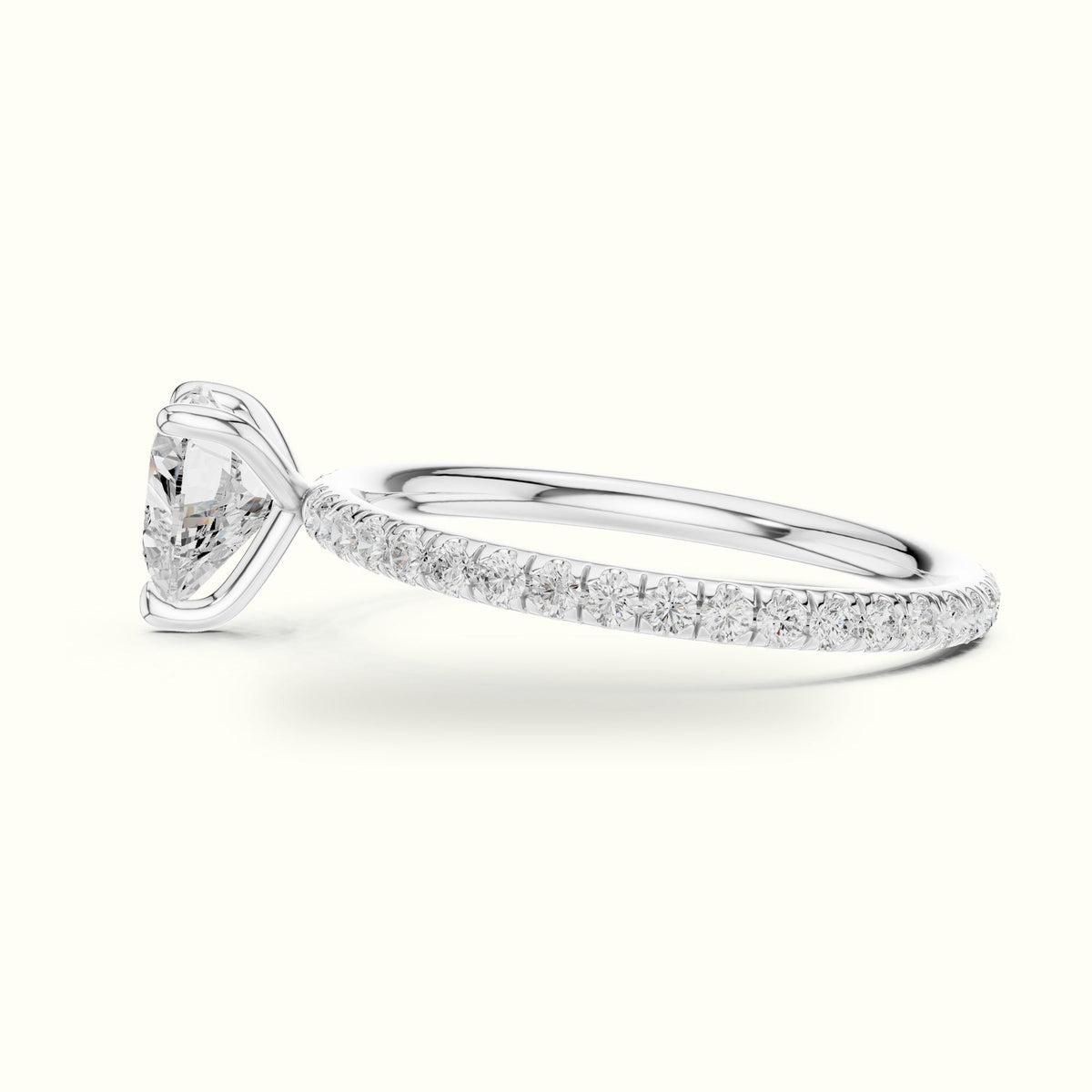 Heart Peg Head Lab-Grown Diamond Solitaire Ring — White gold, view 3 | Crystal N Cuts