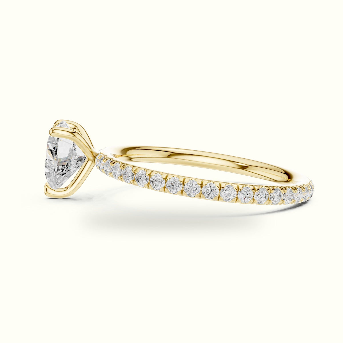 Heart Peg Head Lab-Grown Diamond Solitaire Ring — Yellow gold, view 3 | Crystal N Cuts