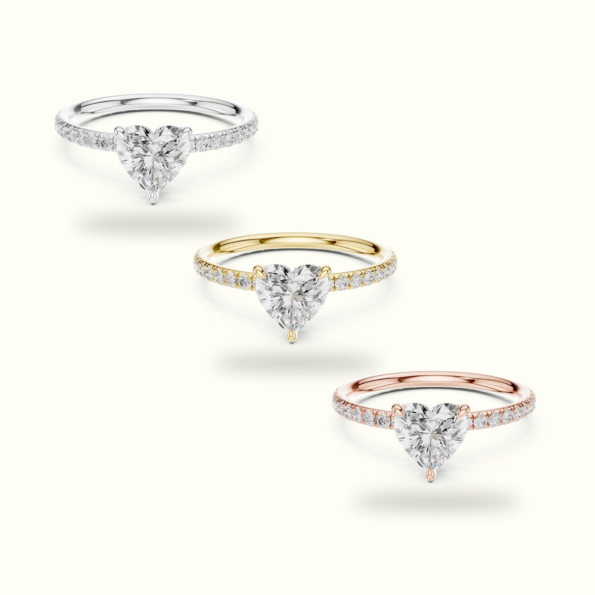 Heart Peg Head Lab-Grown Diamond Solitaire Ring — Yellow gold, front view | Crystal N Cuts