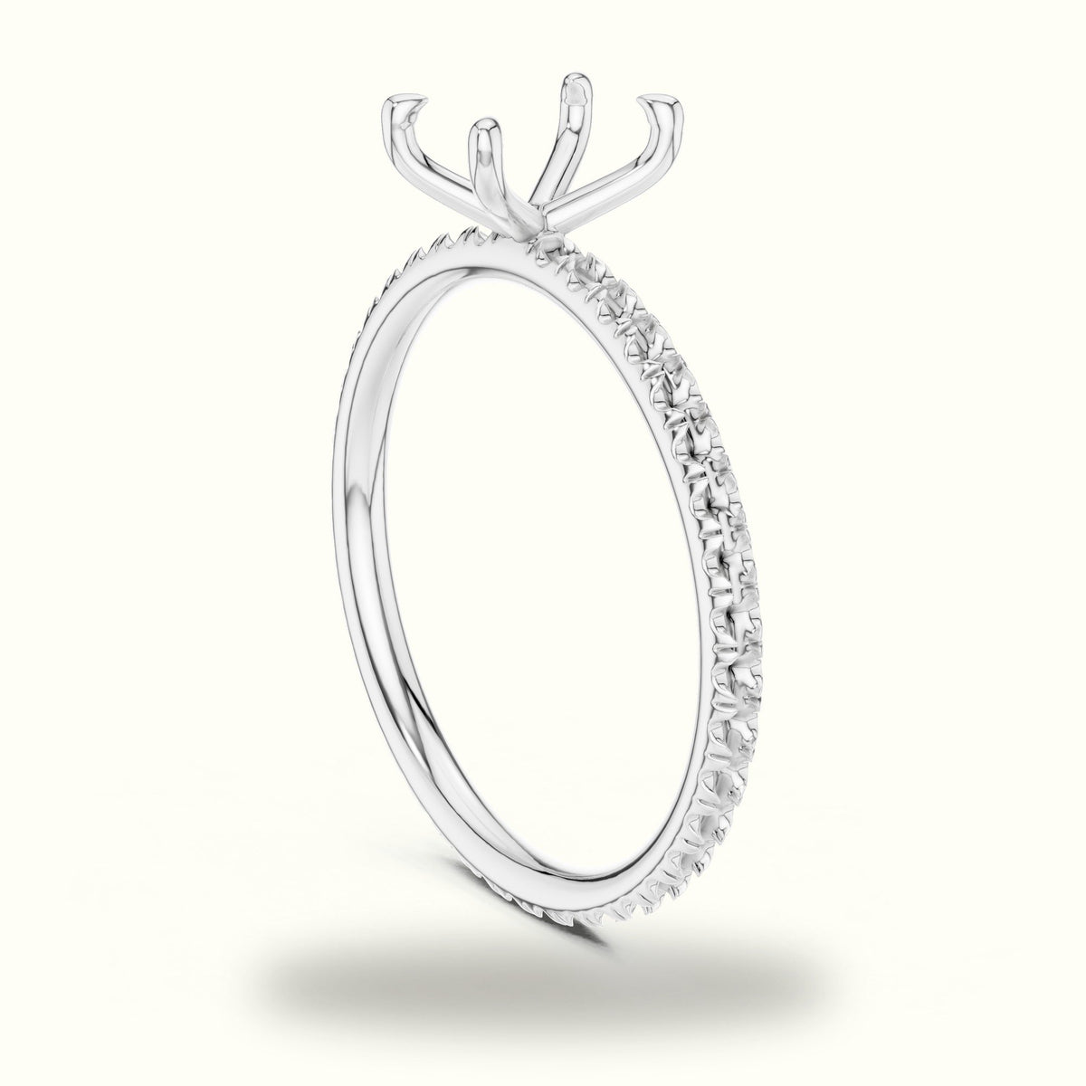 Oval Four-Prong Lab-Grown Diamond Solitaire Ring — White gold, view 1 | Crystal N Cuts