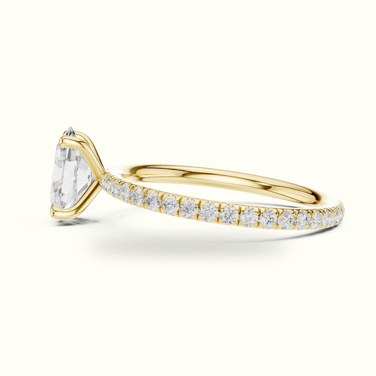 Oval Four-Prong Lab-Grown Diamond Solitaire Ring — Yellow gold, view 3 | Crystal N Cuts