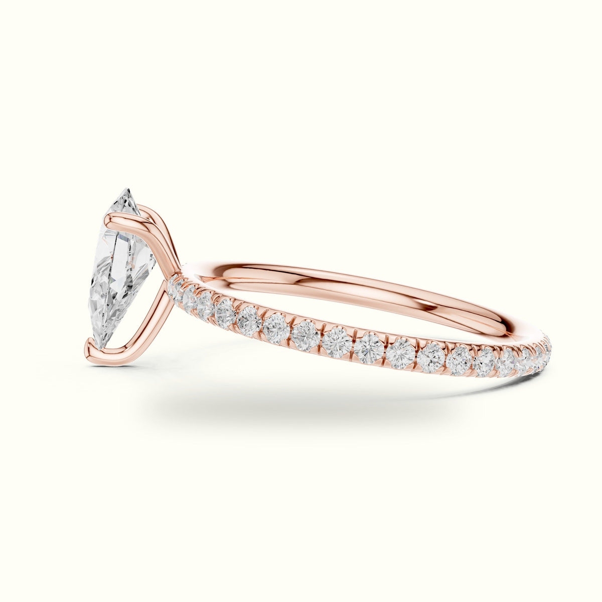 Pear Shape Lab-Grown Diamond Solitaire Ring — Rose gold, view 3 | Crystal N Cuts