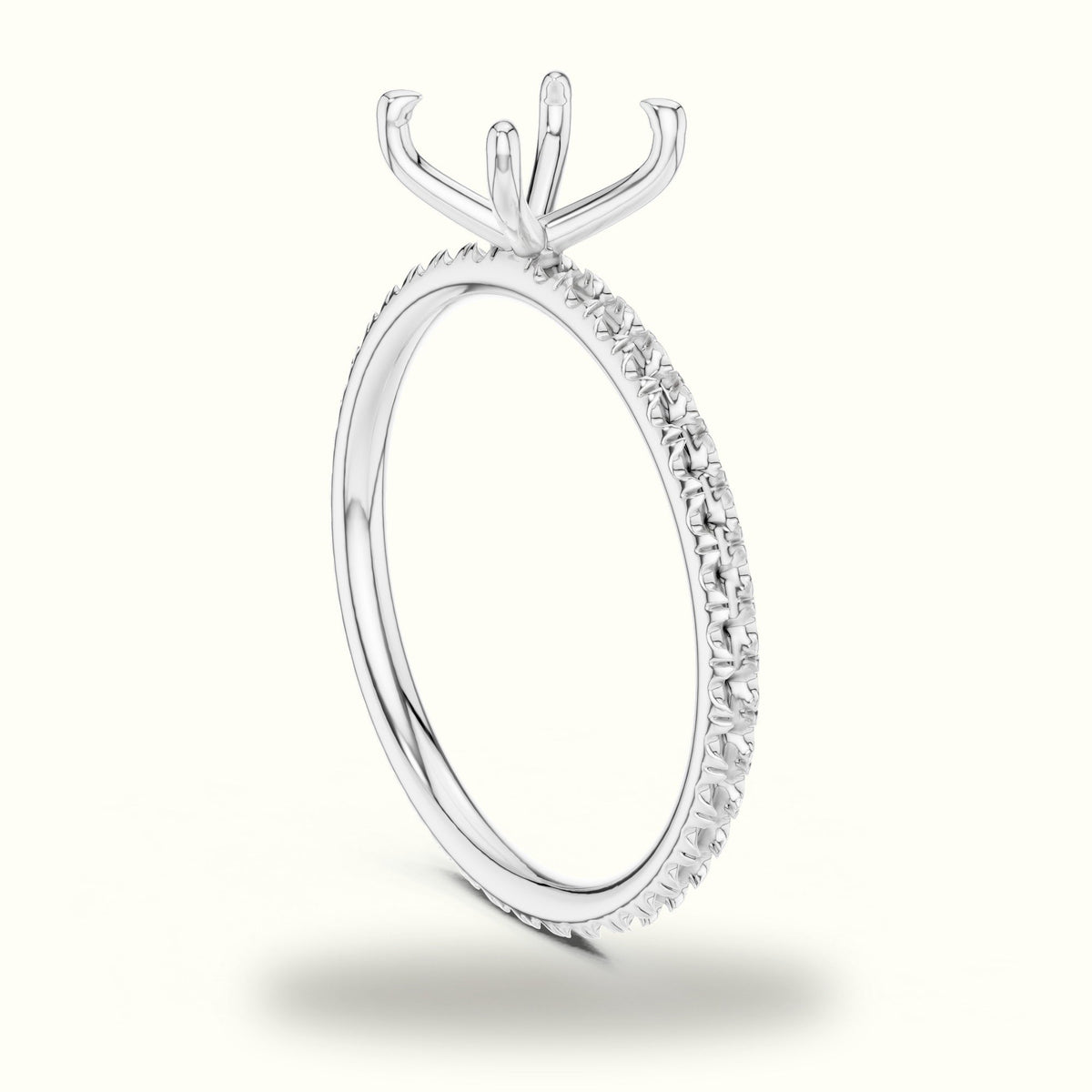 Princess Peg Head Lab-Grown Diamond Solitaire Ring — White gold, view 1 | Crystal N Cuts