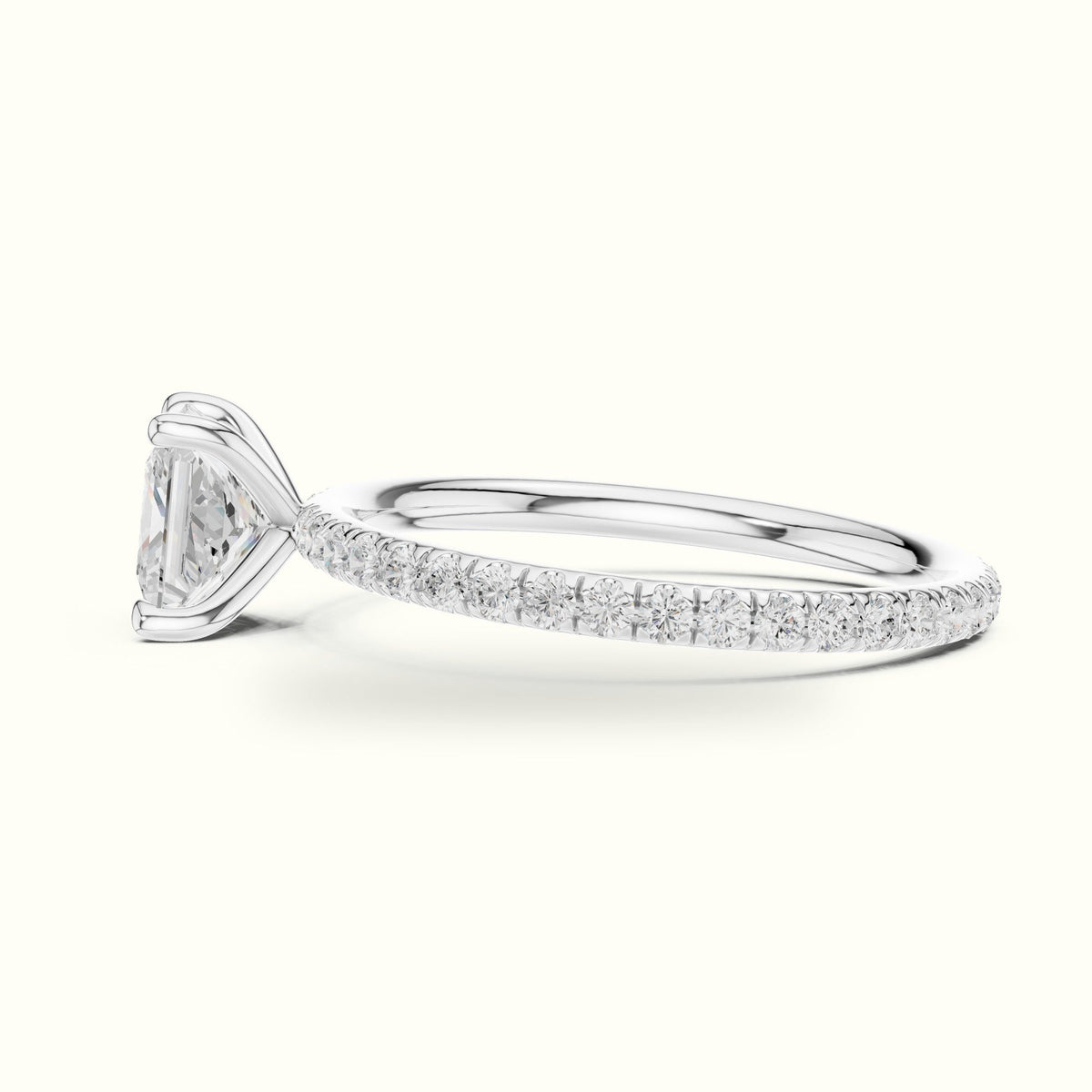 Princess Peg Head Lab-Grown Diamond Solitaire Ring — White gold, view 3 | Crystal N Cuts