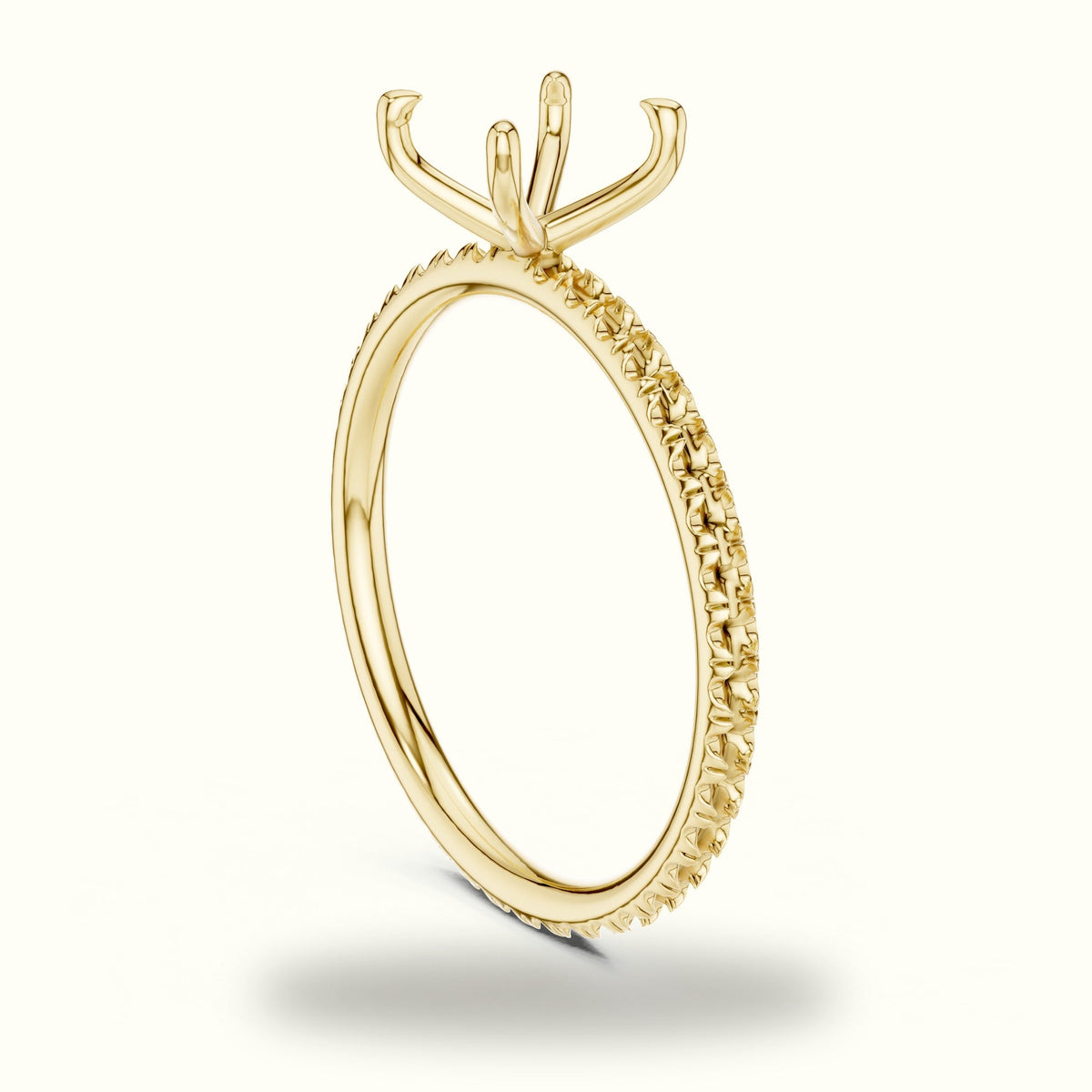 Princess Peg Head Lab-Grown Diamond Solitaire Ring — Yellow gold, view 1 | Crystal N Cuts