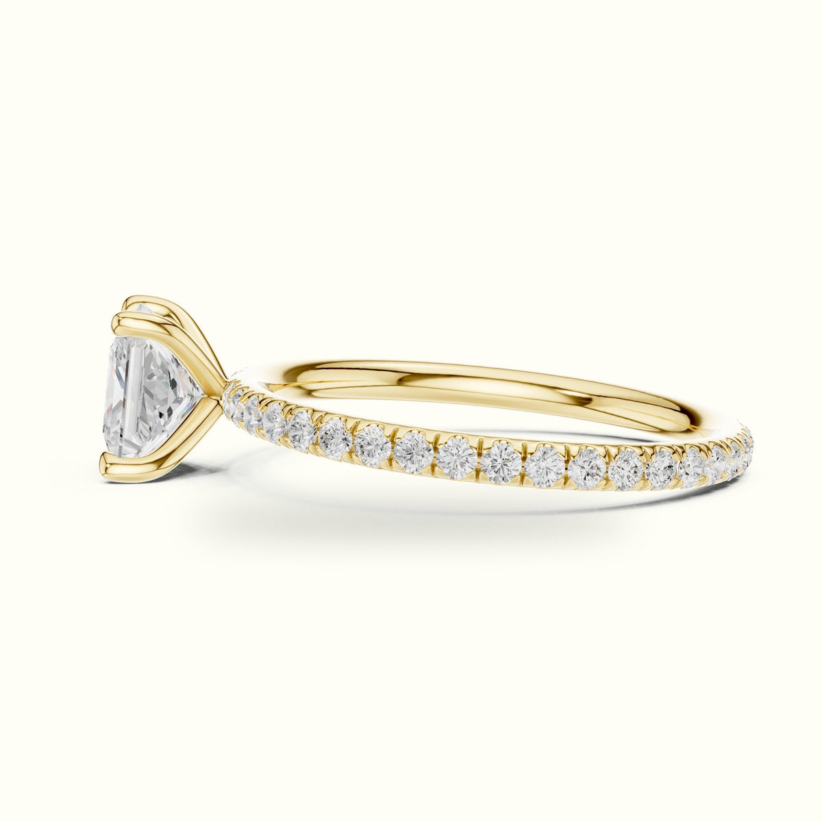 Princess Peg Head Lab-Grown Diamond Solitaire Ring — Yellow gold, view 3 | Crystal N Cuts