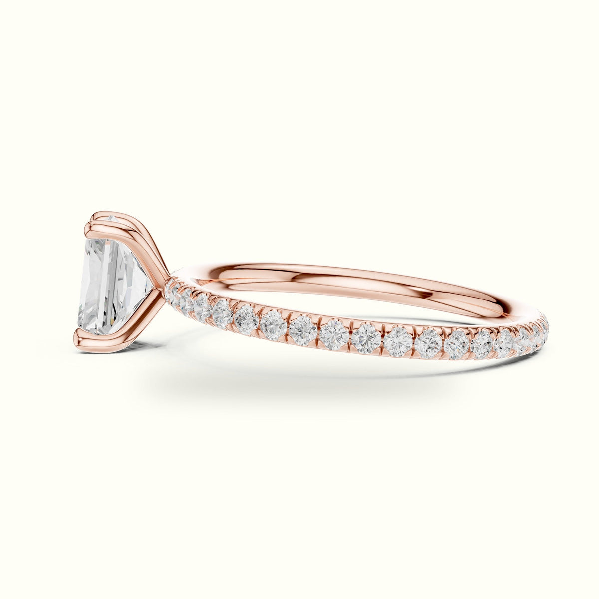 Radiant Peg Head Lab-Grown Diamond Solitaire Ring — Rose gold, view 3 | Crystal N Cuts