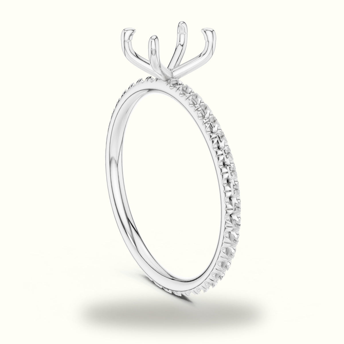 Radiant Peg Head Lab-Grown Diamond Solitaire Ring — White gold, view 1 | Crystal N Cuts