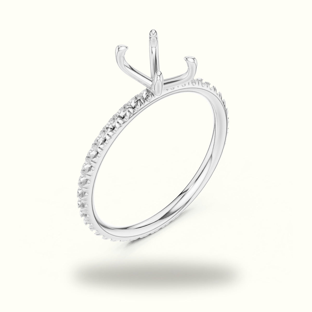 Radiant Peg Head Lab-Grown Diamond Solitaire Ring — White gold, view 2 | Crystal N Cuts