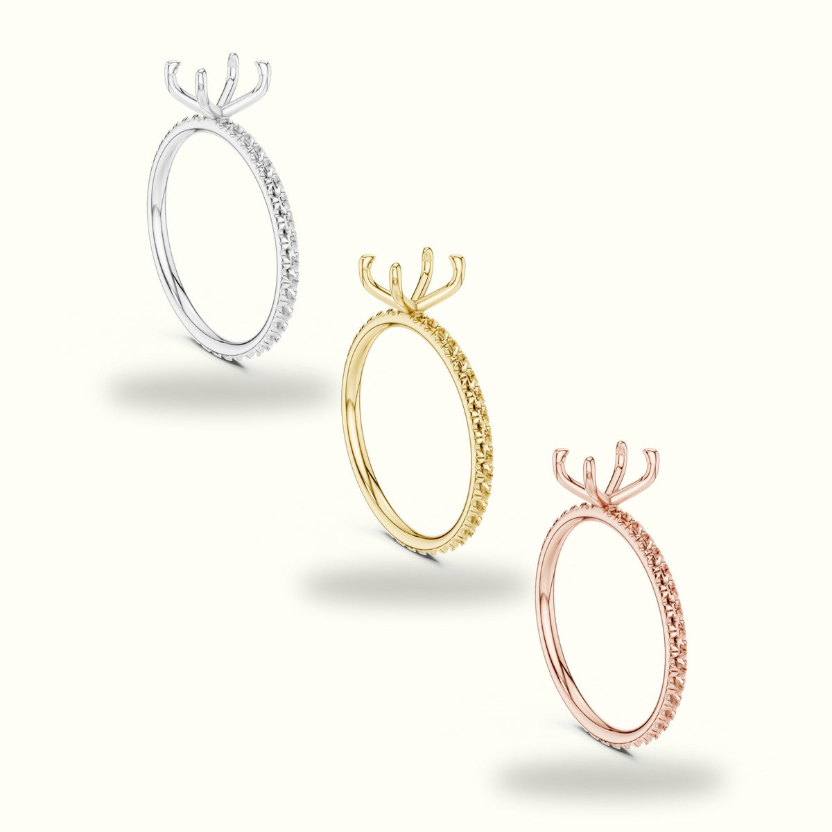 Radiant Peg Head Lab-Grown Diamond Solitaire Ring — Rose gold, in yellow, white and rose gold | Crystal N Cuts