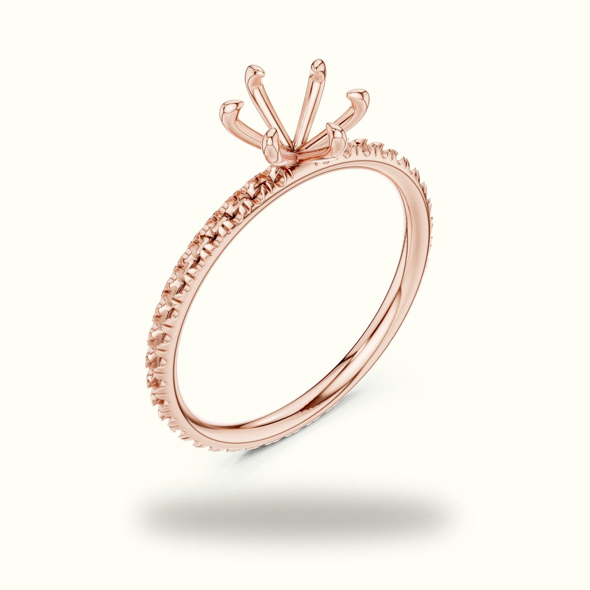 Six-Prong Classic Round Lab-Grown Diamond Solitaire Ring — Rose gold, view 2 | Crystal N Cuts