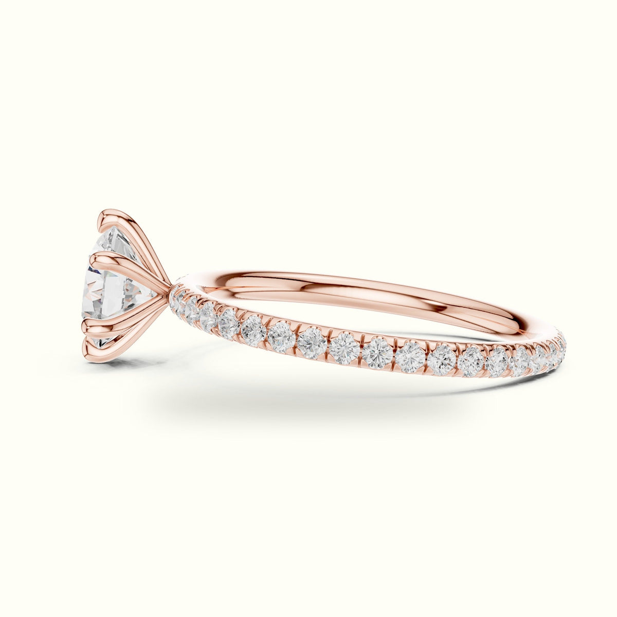 Six-Prong Classic Round Lab-Grown Diamond Solitaire Ring — Rose gold, view 3 | Crystal N Cuts