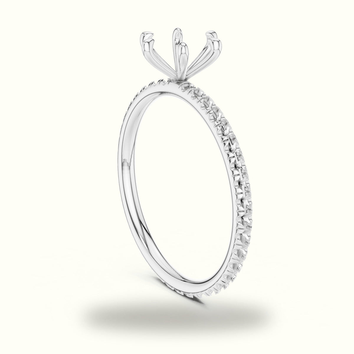 Six-Prong Classic Round Lab-Grown Diamond Solitaire Ring — White gold, view 1 | Crystal N Cuts