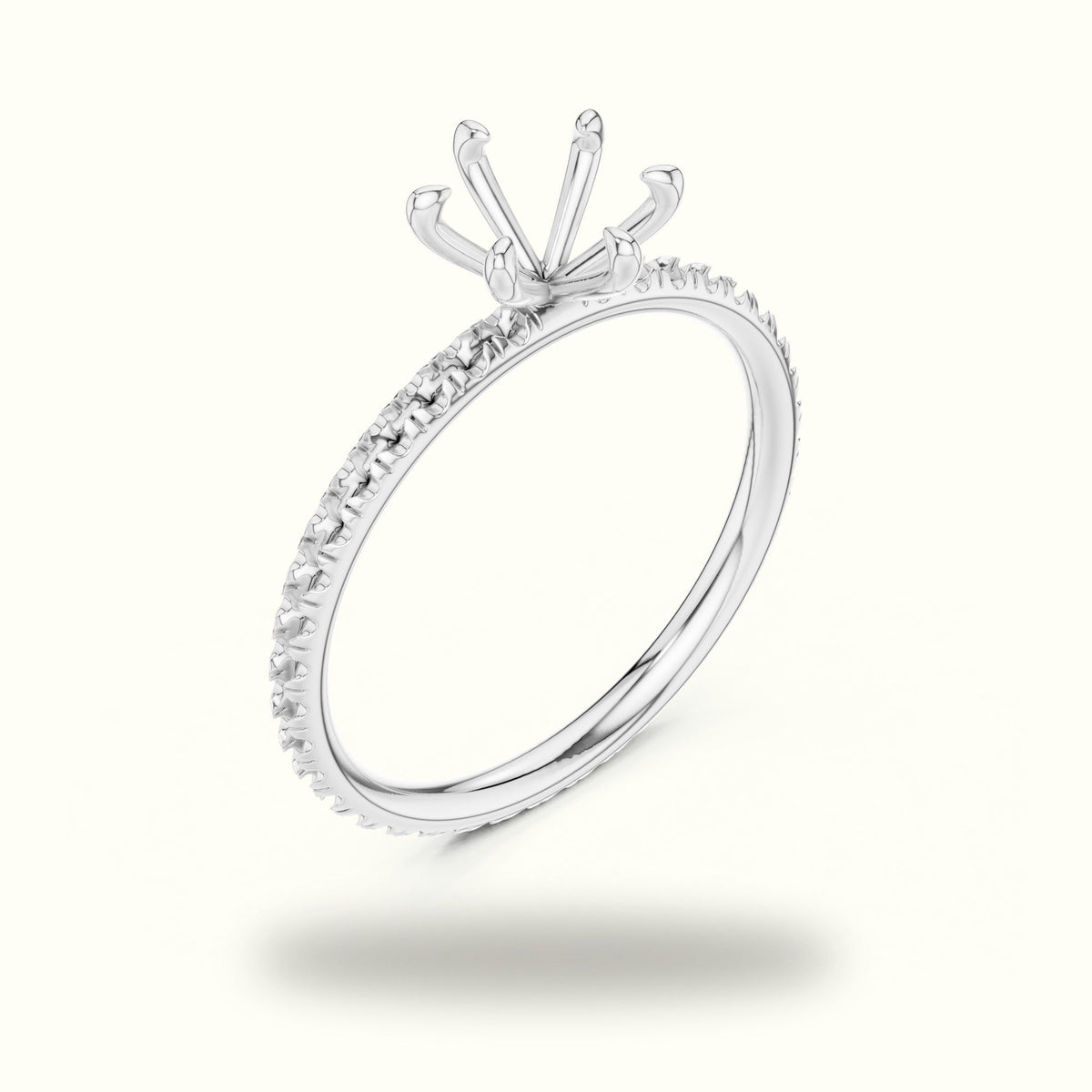 Six-Prong Classic Round Lab-Grown Diamond Solitaire Ring — White gold, view 2 | Crystal N Cuts