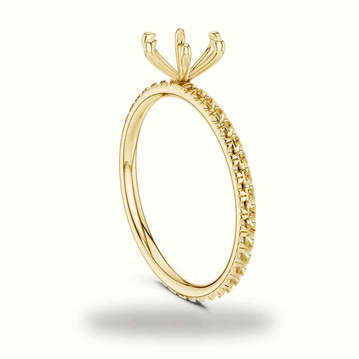Six-Prong Classic Round Lab-Grown Diamond Solitaire Ring — Yellow gold, view 1 | Crystal N Cuts