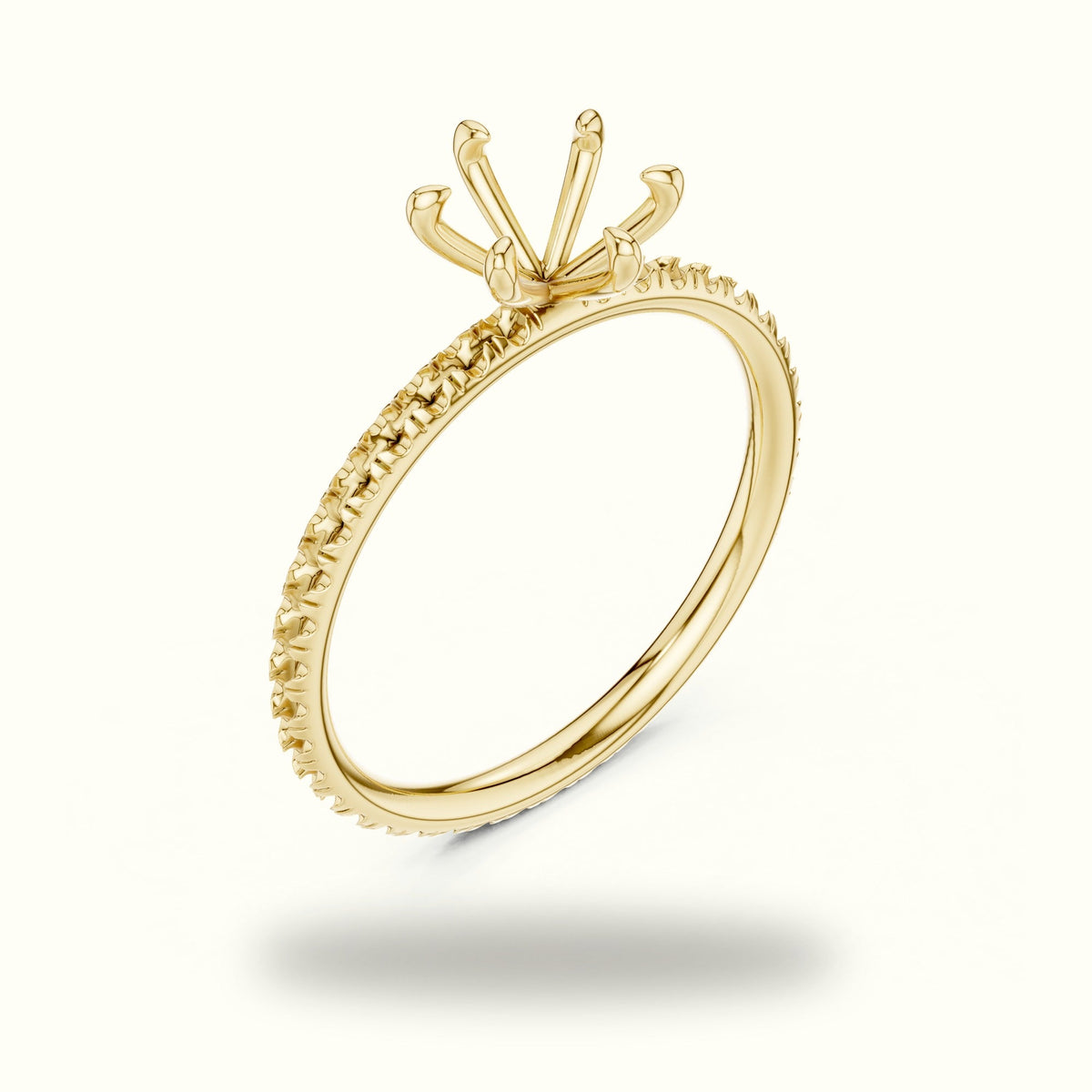 Six-Prong Classic Round Lab-Grown Diamond Solitaire Ring — Yellow gold, view 2 | Crystal N Cuts