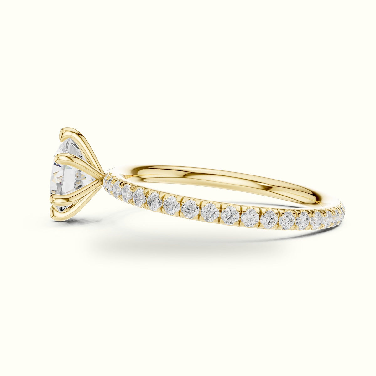 Six-Prong Classic Round Lab-Grown Diamond Solitaire Ring — Yellow gold, view 3 | Crystal N Cuts