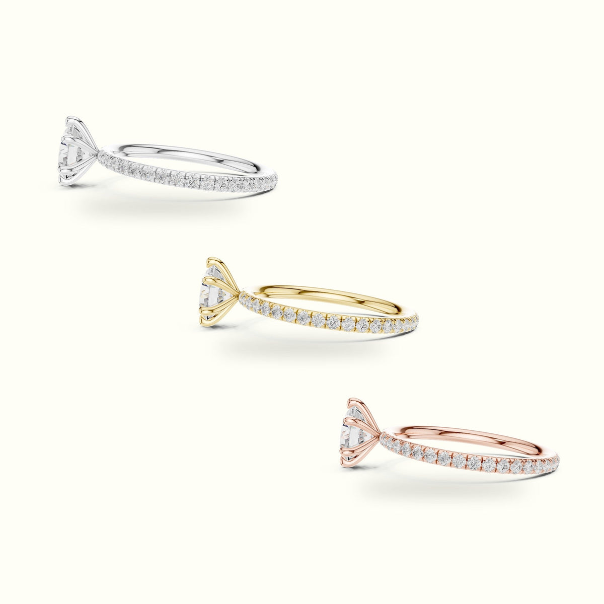 Six-Prong Classic Round Lab-Grown Diamond Solitaire Ring — White gold, in yellow, white and rose gold | Crystal N Cuts