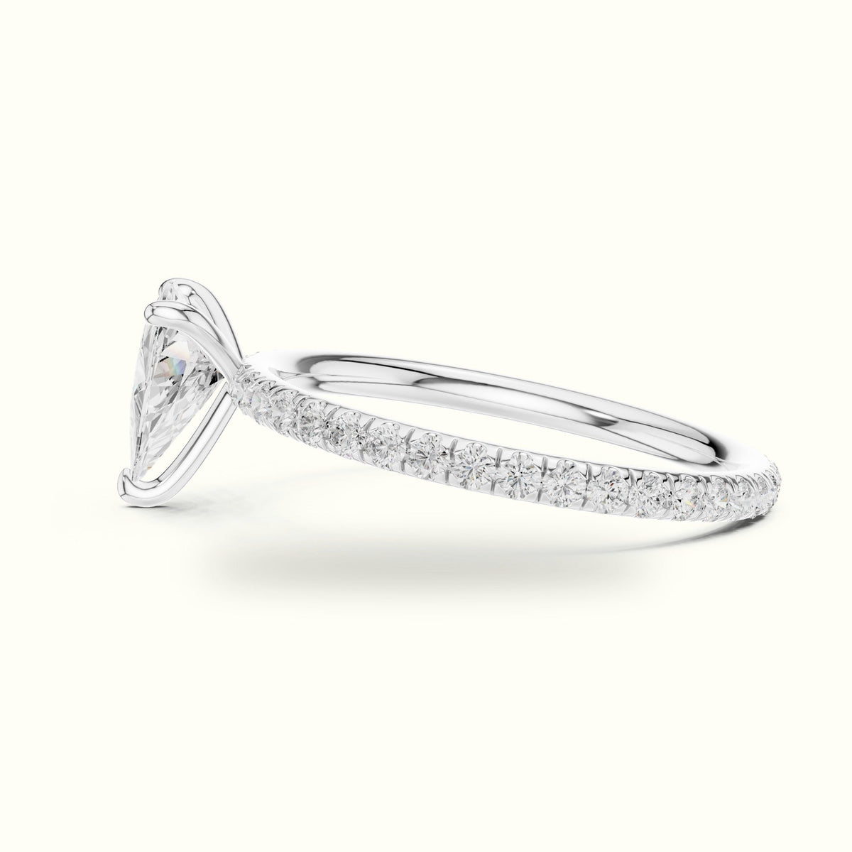 Trillion Shape Lab-Grown Diamond Solitaire Ring — White gold, view 3 | Crystal N Cuts